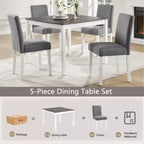Set da pranzo moderno GDFStudio Roseanne da 5 pezzi in legno di gomma con 4 sedie imbottite in lino