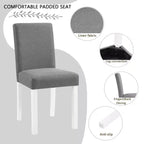 Set da pranzo moderno GDFStudio Roseanne da 5 pezzi in legno di gomma con 4 sedie imbottite in lino
