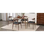 Set da pranzo minimalista in legno per 4 persone, set da 5 pezzi con tavolo rettangolare per piccoli spazi e 4 sedie imbottite per cucina