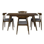 Set da pranzo minimalista in legno per 4 persone, set da 5 pezzi con tavolo rettangolare per piccoli spazi e 4 sedie imbottite per cucina