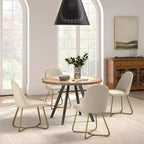 Jolana 45 Round Oak Top Black Finish Dining Table and Linen Upholstered Dining Chairs Set - iNSPIRE Q