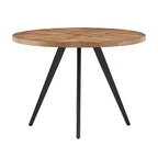 Tavolo da pranzo rotondo Jolana 45 con piano in rovere e finitura nera e set di sedie da pranzo rivestite in lino - iNSPIRE Q