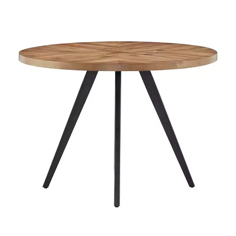 Tavolo da pranzo rotondo Jolana 45 con piano in rovere e finitura nera e set di sedie da pranzo rivestite in lino - iNSPIRE Q