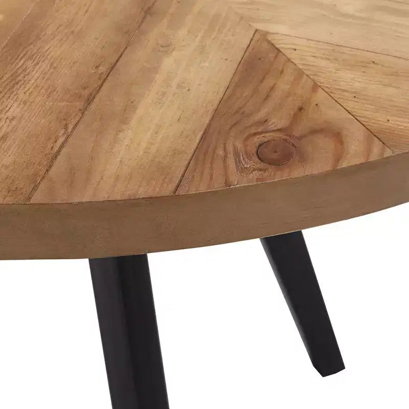 Tavolo da pranzo rotondo Jolana 45 con piano in rovere e finitura nera e set di sedie da pranzo rivestite in lino - iNSPIRE Q