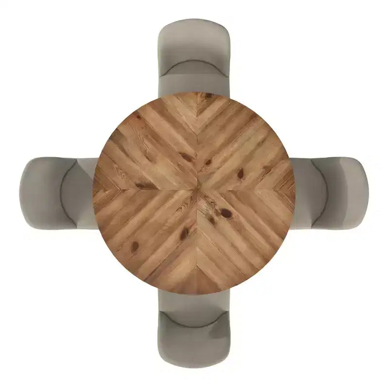 Tavolo da pranzo rotondo Jolana 45 con piano in rovere e finitura nera e set di sedie da pranzo rivestite in lino - iNSPIRE Q