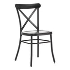 Set tavolo da pranzo rotondo Jolana da 45" con piano in quercia e finitura nera e sedie in metallo con schienale a X - iNSPIRE Q