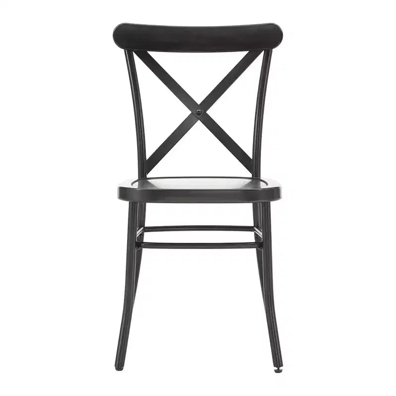 Set tavolo da pranzo rotondo Jolana da 45" con piano in quercia e finitura nera e sedie in metallo con schienale a X - iNSPIRE Q