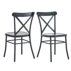 Set tavolo da pranzo rotondo Jolana da 45" con piano in quercia e finitura nera e sedie in metallo con schienale a X - iNSPIRE Q