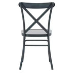 Set tavolo da pranzo rotondo Jolana da 45" con piano in quercia e finitura nera e sedie in metallo con schienale a X - iNSPIRE Q