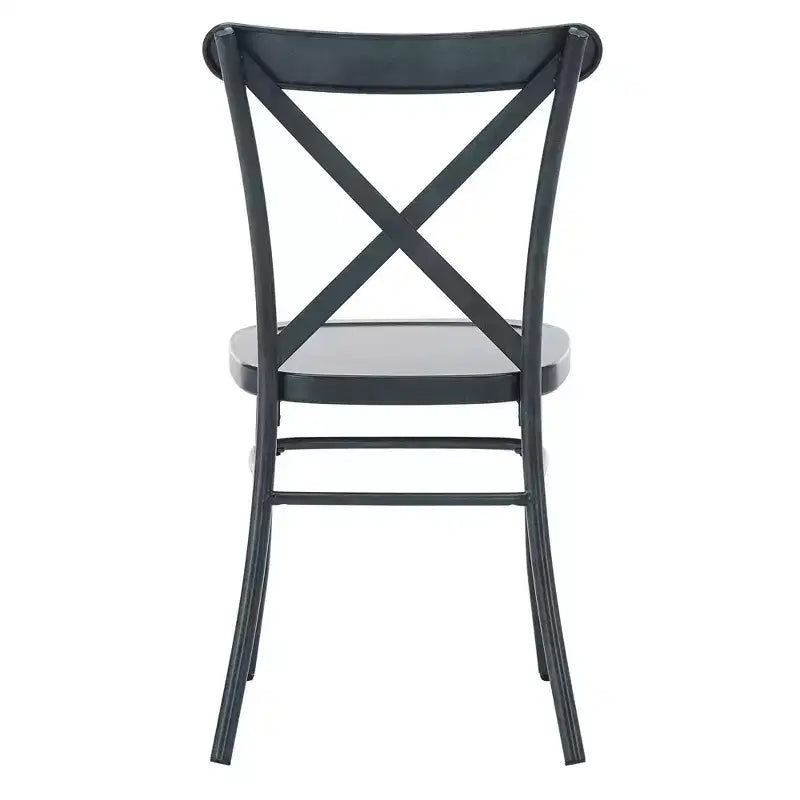 Set tavolo da pranzo rotondo Jolana da 45" con piano in quercia e finitura nera e sedie in metallo con schienale a X - iNSPIRE Q