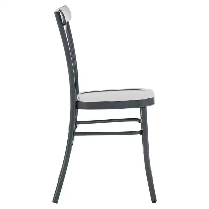 Set tavolo da pranzo rotondo Jolana da 45" con piano in quercia e finitura nera e sedie in metallo con schienale a X - iNSPIRE Q