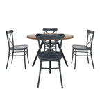 Set tavolo da pranzo rotondo Jolana da 45" con piano in quercia e finitura nera e sedie in metallo con schienale a X - iNSPIRE Q
