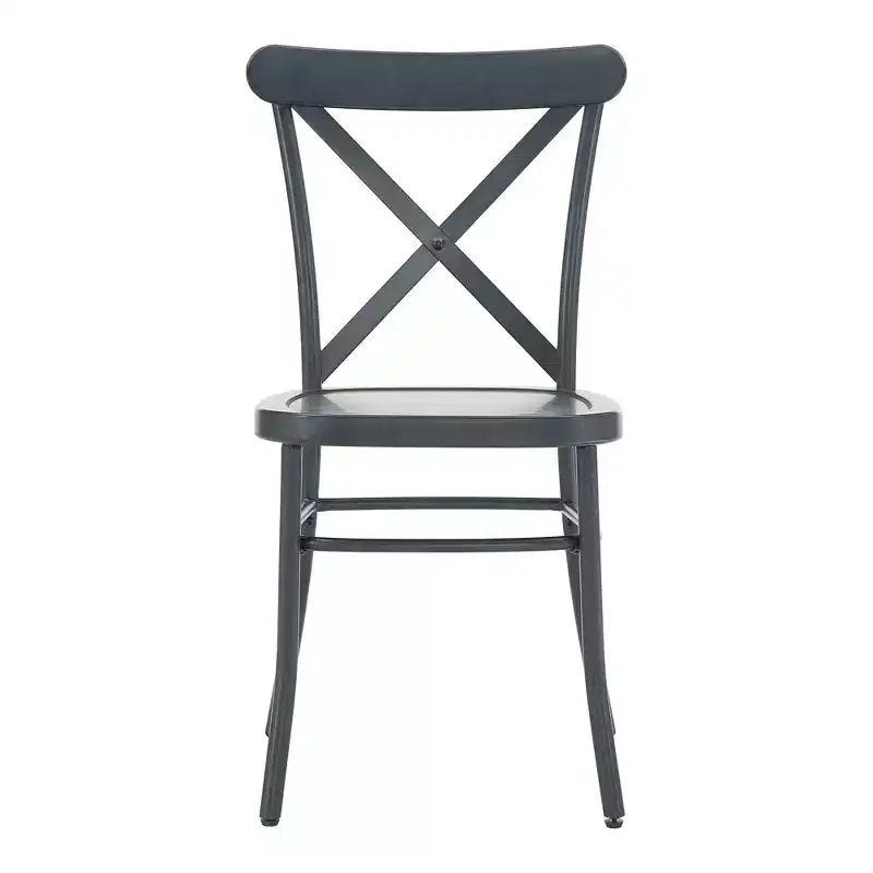 Set tavolo da pranzo rotondo Jolana da 45" con piano in quercia e finitura nera e sedie in metallo con schienale a X - iNSPIRE Q