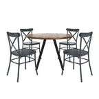 Set tavolo da pranzo rotondo Jolana da 45" con piano in quercia e finitura nera e sedie in metallo con schienale a X - iNSPIRE Q