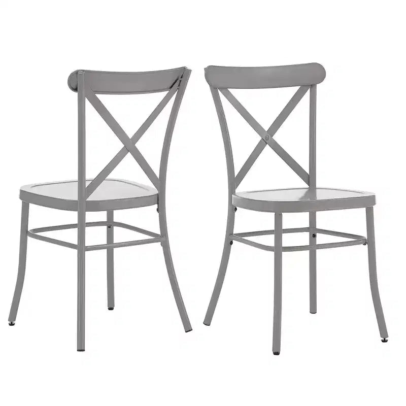 Set tavolo da pranzo rotondo Jolana da 45" con piano in quercia e finitura nera e sedie in metallo con schienale a X - iNSPIRE Q