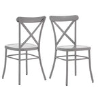 Set tavolo da pranzo rotondo Jolana da 45" con piano in quercia e finitura nera e sedie in metallo con schienale a X - iNSPIRE Q