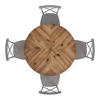 Set tavolo da pranzo rotondo Jolana da 45" con piano in quercia e finitura nera e sedie in metallo con schienale a X - iNSPIRE Q