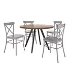 Set tavolo da pranzo rotondo Jolana da 45" con piano in quercia e finitura nera e sedie in metallo con schienale a X - iNSPIRE Q