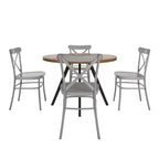 Set tavolo da pranzo rotondo Jolana da 45" con piano in quercia e finitura nera e sedie in metallo con schienale a X - iNSPIRE Q