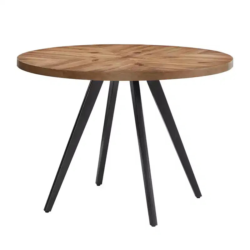 Set tavolo da pranzo rotondo Jolana da 45" con piano in quercia e finitura nera e sedie in metallo con schienale a X - iNSPIRE Q
