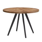 Set tavolo da pranzo rotondo Jolana da 45" con piano in quercia e finitura nera e sedie in metallo con schienale a X - iNSPIRE Q