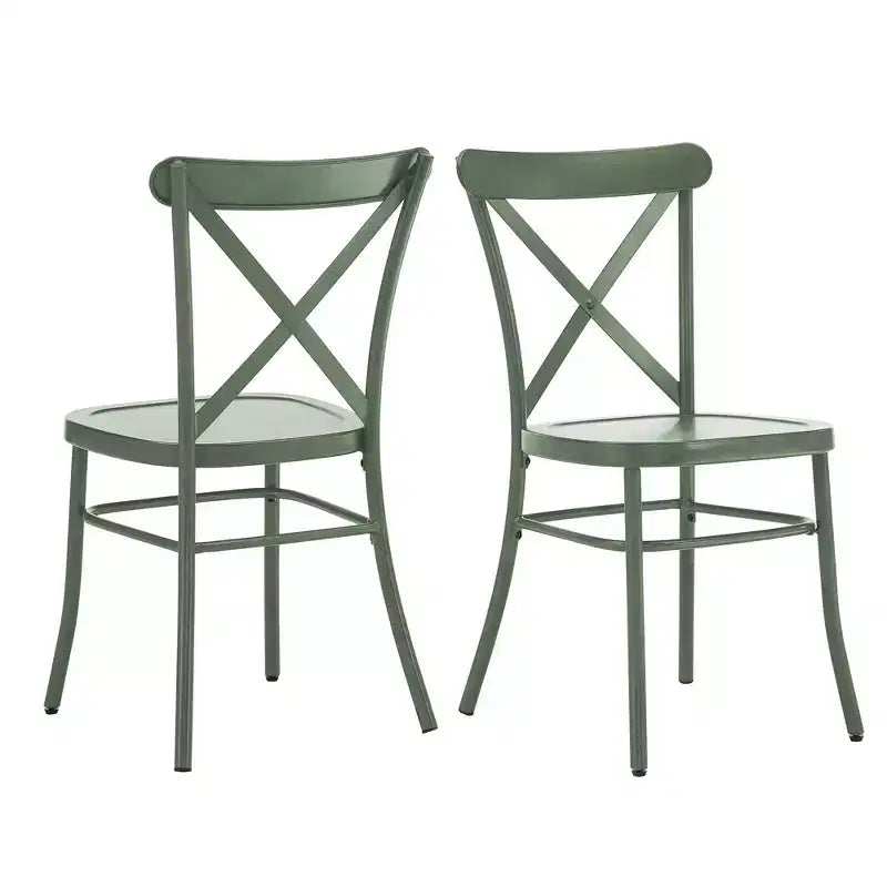 Set tavolo da pranzo rotondo Jolana da 45" con piano in quercia e finitura nera e sedie in metallo con schienale a X - iNSPIRE Q