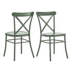 Set tavolo da pranzo rotondo Jolana da 45" con piano in quercia e finitura nera e sedie in metallo con schienale a X - iNSPIRE Q