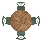 Set tavolo da pranzo rotondo Jolana da 45" con piano in quercia e finitura nera e sedie in metallo con schienale a X - iNSPIRE Q