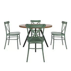 Set tavolo da pranzo rotondo Jolana da 45" con piano in quercia e finitura nera e sedie in metallo con schienale a X - iNSPIRE Q