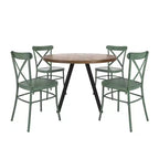 Set tavolo da pranzo rotondo Jolana da 45" con piano in quercia e finitura nera e sedie in metallo con schienale a X - iNSPIRE Q