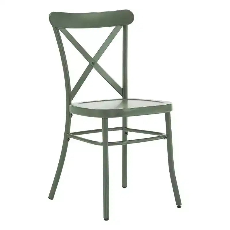Set tavolo da pranzo rotondo Jolana da 45" con piano in quercia e finitura nera e sedie in metallo con schienale a X - iNSPIRE Q