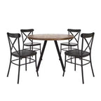 Set tavolo da pranzo rotondo Jolana da 45" con piano in quercia e finitura nera e sedie in metallo con schienale a X - iNSPIRE Q