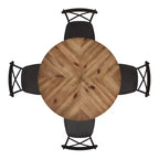 Set tavolo da pranzo rotondo Jolana da 45" con piano in quercia e finitura nera e sedie in metallo con schienale a X - iNSPIRE Q