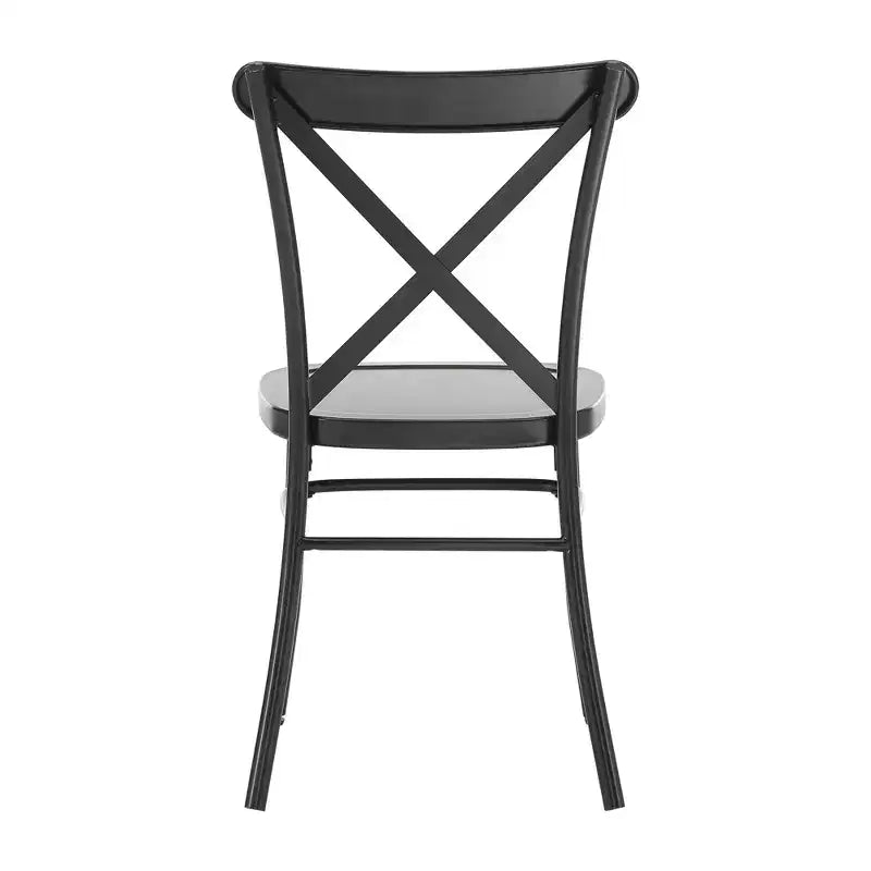 Set tavolo da pranzo rotondo Jolana da 45" con piano in quercia e finitura nera e sedie in metallo con schienale a X - iNSPIRE Q