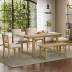 Set tavolo da pranzo ModernLuxe da 6 pezzi, set per sala da pranzo per 6 persone, set tavolo da cucina per famiglia con sedie da pranzo imbottite ergonomiche e panca