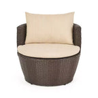 ModernLuxe Set da 3 pezzi per conversazione da esterno, Set da conversazione in vimini per patio, sedie in rattan PE con cuscini e tavolo in vetro temperato