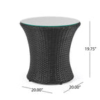 ModernLuxe Set da 3 pezzi per conversazione da esterno, Set da conversazione in vimini per patio, sedie in rattan PE con cuscini e tavolo in vetro temperato