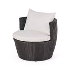 ModernLuxe Set da 3 pezzi per conversazione da esterno, Set da conversazione in vimini per patio, sedie in rattan PE con cuscini e tavolo in vetro temperato