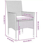vidaXL Set tavolo e sedie con cuscini 5 pz in rattan PE grigio