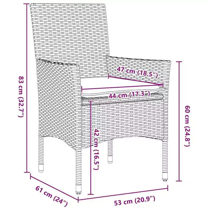 vidaXL Set tavolo e sedie con cuscini 5 pz in rattan PE grigio