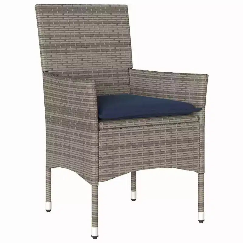 vidaXL Set tavolo e sedie con cuscini 5 pz in rattan PE grigio