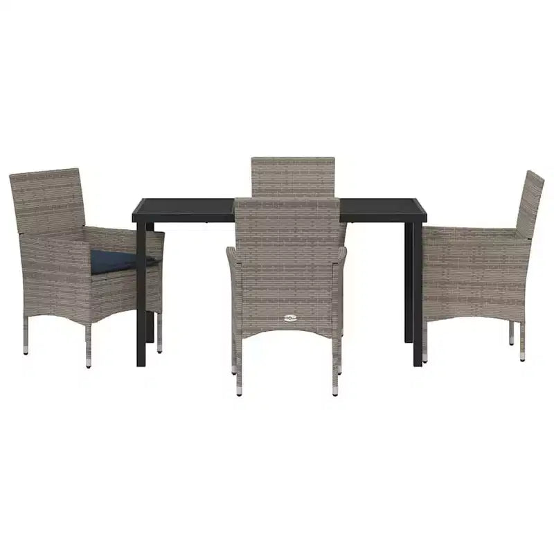 vidaXL Set tavolo e sedie con cuscini 5 pz in rattan PE grigio
