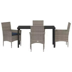 vidaXL Set tavolo e sedie con cuscini 5 pz in rattan PE grigio
