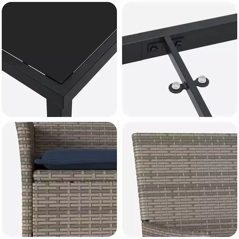 vidaXL Set tavolo e sedie con cuscini 5 pz in rattan PE grigio