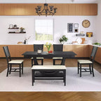 Set da pranzo da 6 pezzi, tavolo da pranzo per 6 persone, set da cucina per famiglie con sedie da pranzo imbottite ergonomiche e panca - ModernLuxe