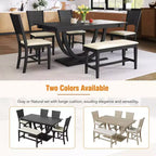 Set da pranzo da 6 pezzi, tavolo da pranzo per 6 persone, set da cucina per famiglie con sedie da pranzo imbottite ergonomiche e panca - ModernLuxe