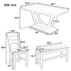Set da pranzo da 6 pezzi, tavolo da pranzo per 6 persone, set da cucina per famiglie con sedie da pranzo imbottite ergonomiche e panca - ModernLuxe