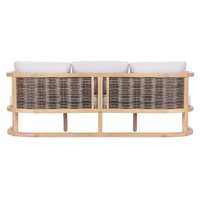 Set da giardino Christopher Knight Home Susan 4 pezzi in legno di acacia stile rustico con sedute in rattan e tavolo a doghe