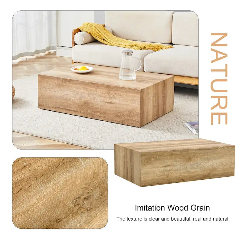 Tavolino Rettangolare con Finitura Effetto Marmo, Struttura in MDF