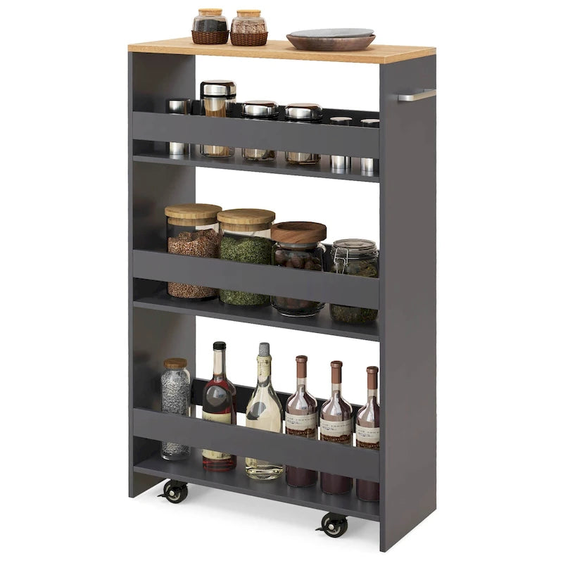 Carrello Portaoggetti a 4 Ripiani con Ruote – Organizer Sottile per Cucina